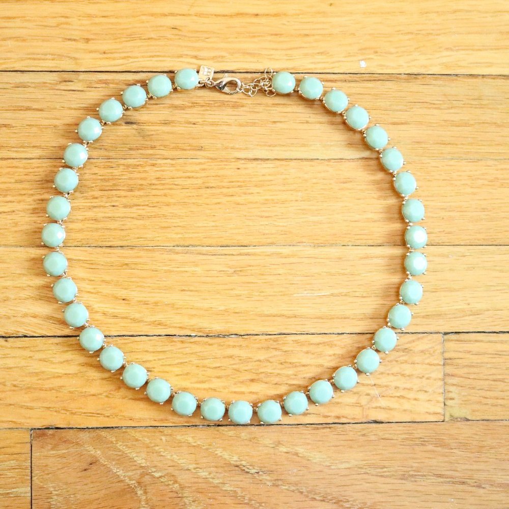 Banana Republic Adjustable Opaque Sea Green faux gems necklace with gold metal